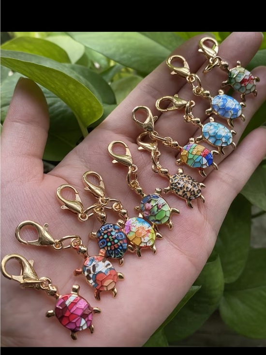 Handbags - (5) RANDOM Gold Turtle Mosaic ZIPPER PULL Charms